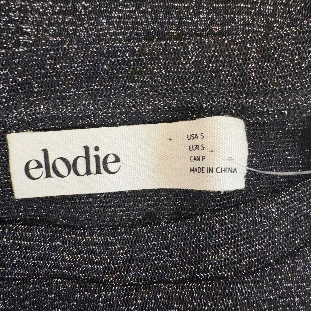 Elodie NWT Black Glitter Sheer Mesh Bodysuit Long Sleeve Party Top Small - Picture 5 of 8